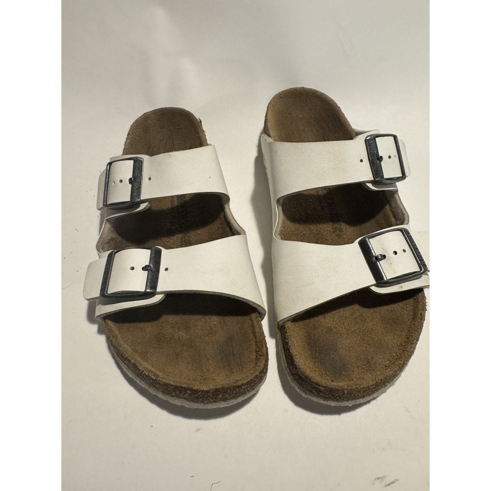 Birkenstock Arizona Sandals Size 34 White Birko Two Straps Slides